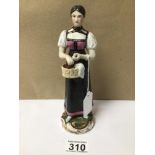 AN EARLY 19TH CENTURY GARDNER OF MOSCOW FIGURINE A/F, 21CM