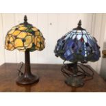 TWO TIFFANY STYLED LAMPS, LARGEST BEING 35CM IN HEIGHT