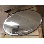 1960'S OVAL SHAPED BEVELLED MIRROR, 70 X 44CM