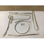 COLLECTION OF 925 SILVER CHAINS, 140G