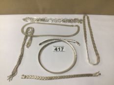 COLLECTION OF 925 SILVER CHAINS, 140G