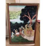 LARGE PAINTING ON SILK OF INDIA ART FRAMED, 122 X 177CM