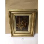 VINTAGE SIGNED CRYSOLEUM CLASSICAL SCENE OF AN ARTIST, 35 X 41CM