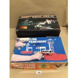 TWO BOXES OF CHILDREN’S TOYS A SCALEXTRIC 200 ELECTRIC MODEL RACING AND WOOLWORTH & WOOLCO SHUTTLING