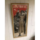 A VINTAGE RUSSIAN REVOLUTION POSTER FRAMED AND GLAZED, 87 X 37CM