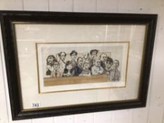 CHARLES BRAGG FRAMED AND GLAZED ETCHING WITH HAND COLOURING ON WOVE PAPER, SIGNED IN PENCIL