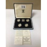 A CASED SET OF FOUR SILVER PROOF PIEDFORT £1 COINS 1994-1997