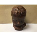 BUST OF A CHILD MARKED V.V TO THE BACK (RESIN), 18CM