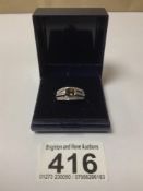 A HALLMARKED 9CT WHITE GOLD RING BY QVC, 3.2G