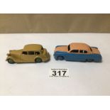 TWO PLAY WORN TOYS, DINKY, TRIUMPH, AND, DINKY FORD SEDAN (170) MECCANO LTD