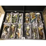 A TWO BOXED MIXED COLLECTION OF MOSTLY POTTERY BIRD FIGURINES INCLUDES SOME WITH MARKS TO BASE, W.