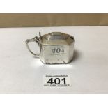 ART DECO HALLMARKED SILVER OCTAGONAL MUSTARD POT WITH LINER- HARRODS, 83G