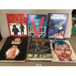 NINE FILM AND TV SHOWS ANNUALS, V, BATTLESTAR GALACTICA, ALIEN, THE ROCKY HORROR SHOW BOOK, DOCTOR