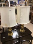 PAIR OF HEAVY TELESCOPIC BRASS LAMPS