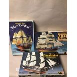 THREE VINTAGE BOXED REVELL MODEL KITS OF SHIPS (CONTENTS UNCHECKED), ‘ELIZABETHAN MAN ‘O WAR’ (