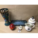 A COLLECTION OF POTTERY, INCLUDES POOLE, H.B QUAREGNON, AND MORE