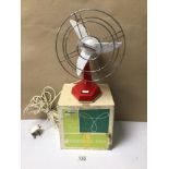 A RETRO ELECTRIC THERMAIR VENTILATOR FAN WITH A BOXED RALTA ‘PERSONAL’ FAN