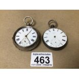 TWO SILVER CASED POCKET WATCHES A/F