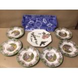 MIXED SMALL COLLECTION OF POTTERY OF MOSTLY SPODE PLATES INCLUDING SET OF SIX (BYRON PATTERN) SIDE
