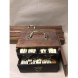 EARLY 20TH CENTURY BONE AND BAMBOO MAHOGANY CASED MAHJONG SET