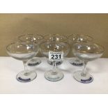 SIX BABYCHAM LABELLED GLASSES