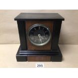 VICTORIAN EBONISED AND WALNUT MANTEL CLOCK WITH FRENCH STRIKING MOVEMENT BY LAY AND CHERFILS OF