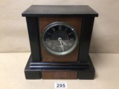 VICTORIAN EBONISED AND WALNUT MANTEL CLOCK WITH FRENCH STRIKING MOVEMENT BY LAY AND CHERFILS OF