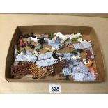 MIXED BRITAINS FARM ANIMALS WITH A QUANTITY OF LEAD FIGURES