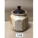 MARBLE TOBACCO JAR WITH WOODEN LID