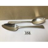 PAIR OF GEORGE III HALLMARKED SILVER TABLESPOONS, JOHN HENRY AND CHARLES LIAS, 22CM, 130 GRAMS