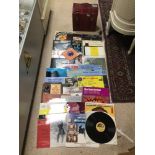 MIXED SELECTION OF VINYL RECORDS IN STORAGE CASE, INCLUDES ELTON JOHN, DEANNA DURBIN, AND MORE