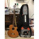 TANGLEWOOD GUITAR, ACOUSTIC (KH100501007) MODEL TA.1.CE WITH STRAP AND CASE