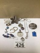 MIXED SILVER/WHITE METAL JEWELLERY, BROOCHES, EARRINGS, PENDANTS AND MORE