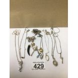 MIXED SILVER/WHITE METAL JEWELLERY, PENDANTS, BROOCHES AND MORE