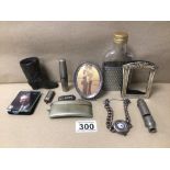 MIXED ITEMS, BRONZE, AND SILVER INCLUDES METROPOLITAN WHISTLE AND MORE