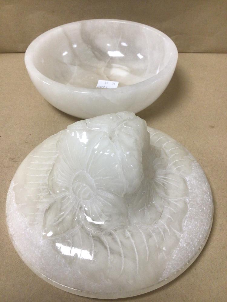 ALABASTER LIDDED DISH/BOWL - Image 4 of 5