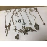 MIXED SILVER /WHITE METAL JEWELLERY, NECKLACE, PENDANTS BROOCH