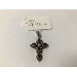 INDIAN SILVER 925 DP CRUCIFIX WITH GARNETS