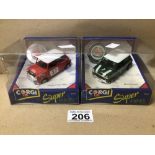 TWO BOXED/CASED DIE-CAST CORGI MINI COOPERS ‘SUPER MINIS’ SERIES 1992 94140 AND 94141