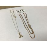 TWO 9K GOLD CHAINS BOTH 20 INCH, TOTAL WEIGHT 4 GRAMS