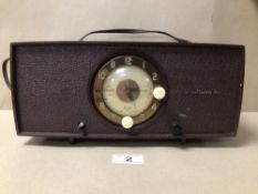 A RETRO C.1950 HIS MASTERS VOICE (HMV) CLOCK RADIO MODEL 1127, SERIAL 90362, (UNTESTED)