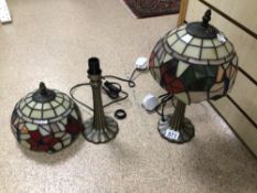 TWO VINTAGE SMALL TIFFANY STYLE LAMPS