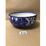 EARLY MINTONS STAMPED BLUE AND WHITE ‘WILLOW’ PATTERN BOWL