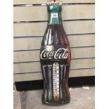 VINTAGE LARGE COCA-COLA ‘THERMOMETER’ PRESSED TIN WALL SIGN, 74CM