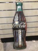 VINTAGE LARGE COCA-COLA ‘THERMOMETER’ PRESSED TIN WALL SIGN, 74CM
