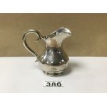 750 SILVER ENGRAVED BALUSTER SHAPED CREAM JUG WITH SCROLL HANDLES 9CM