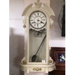 WATERBURY CLOCK CO, EIGHT DAY TIME AND STRIKE WALL CLOCK