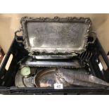 COLLECTION OF SILVER-PLATED/WHITE METAL DISHES AND TRAYS