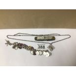 SILVER CHARM BRACELET WITH PEN KNIFE A/F