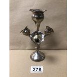 A HALLMARKED SILVER FOUR TRUMPET EPERGNE, 17CM 1922 BY J. COLLYER AND CO, 180GRAMS